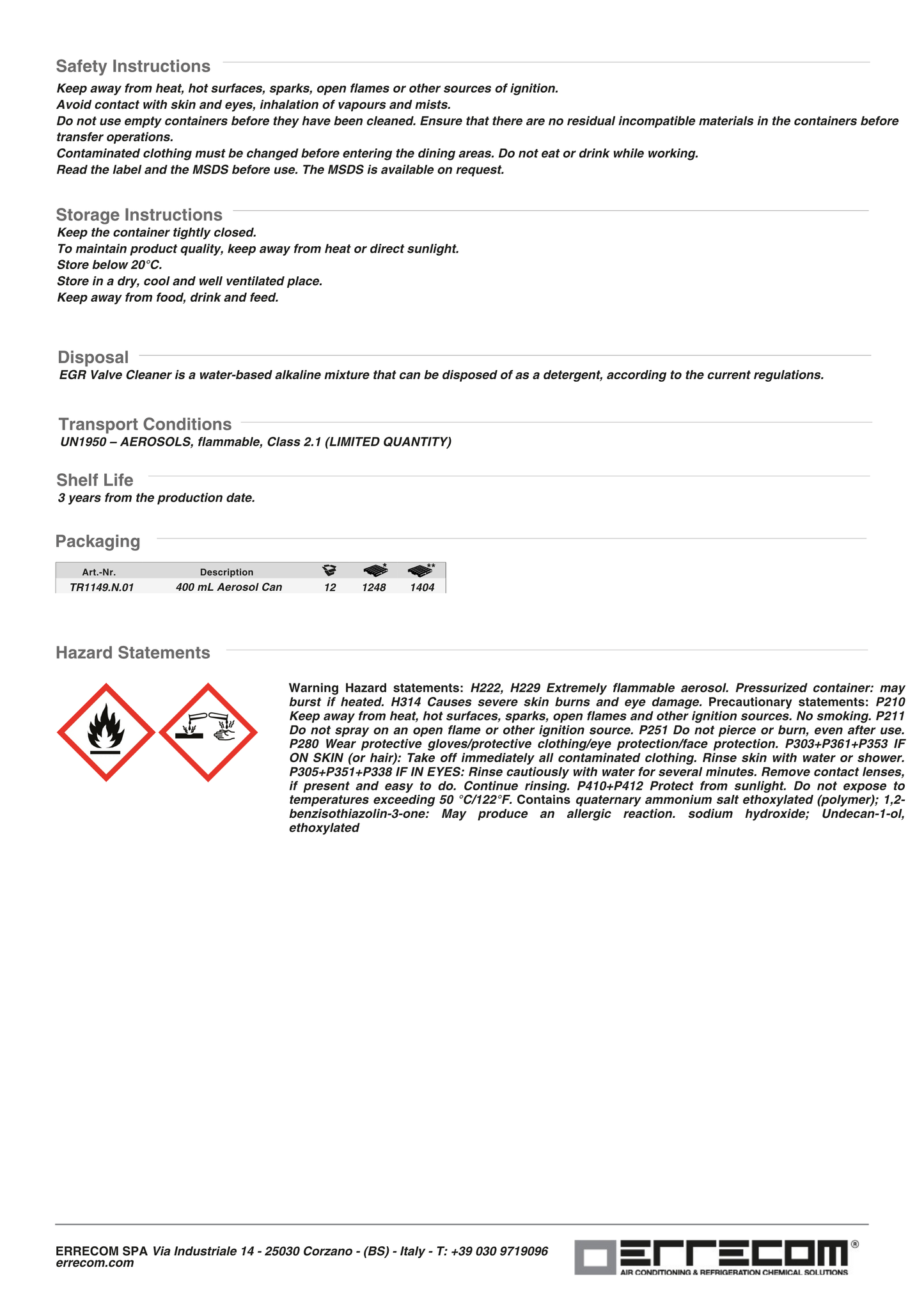 ERRECOM - EGR Valve Cleaner