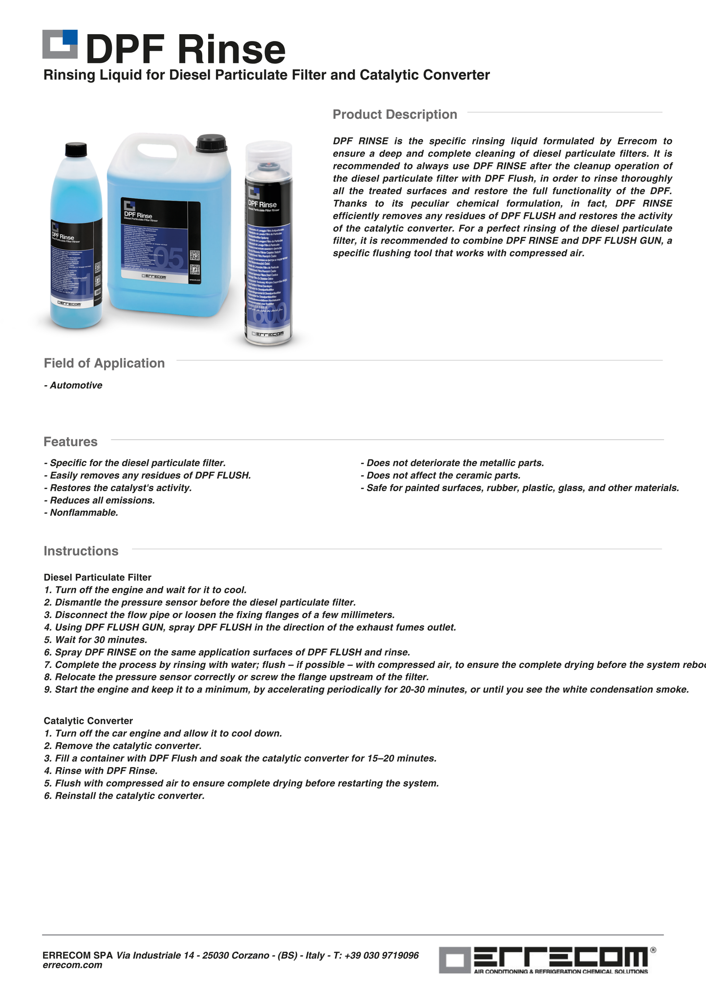 Errecom DPF Rinse Aerosol